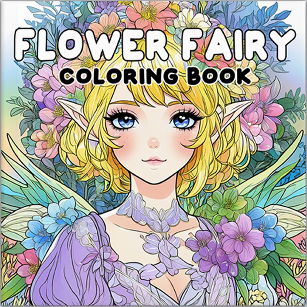 Blumenfee, kräftige, einfache Muster, Malbuch für Erwachsene, niedliches Zeichenbuch, perfektes Geschenk für Party und Geburtstag Image