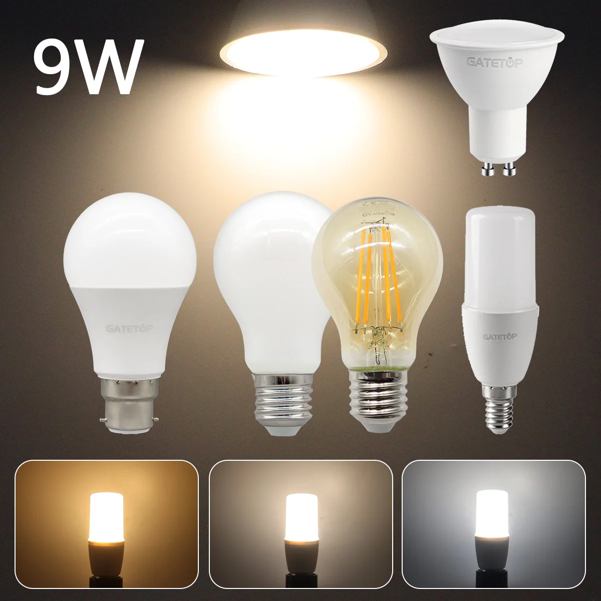 2PCS E27 Retro Edison Vintage Lampe LED Glühlampe B22 E14 GU10 Spot Licht AC100V-240V Glühbirne Glas Birne