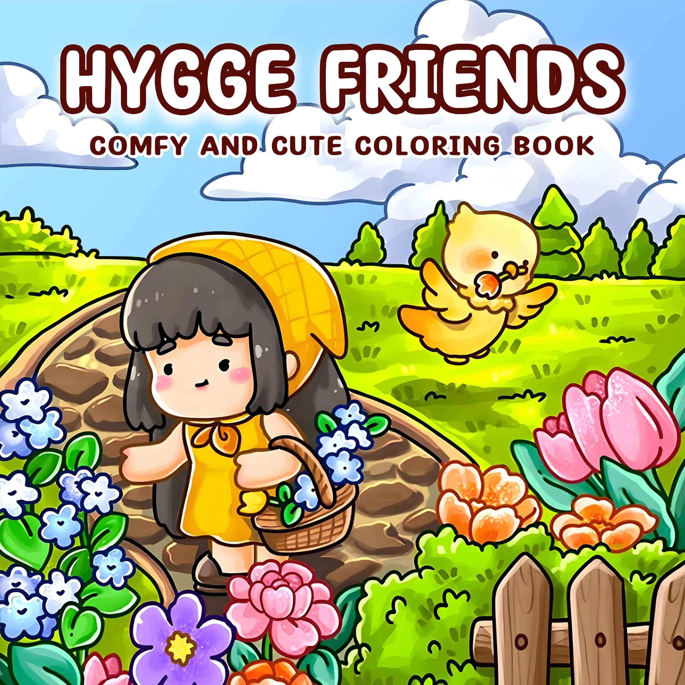 HYGGE FRIENDS Malbuch mit kräftigen, einfachen Mustern für Erwachsene, niedliches Zeichenbuch, perfektes Geschenk für Party und Geburtstag Image