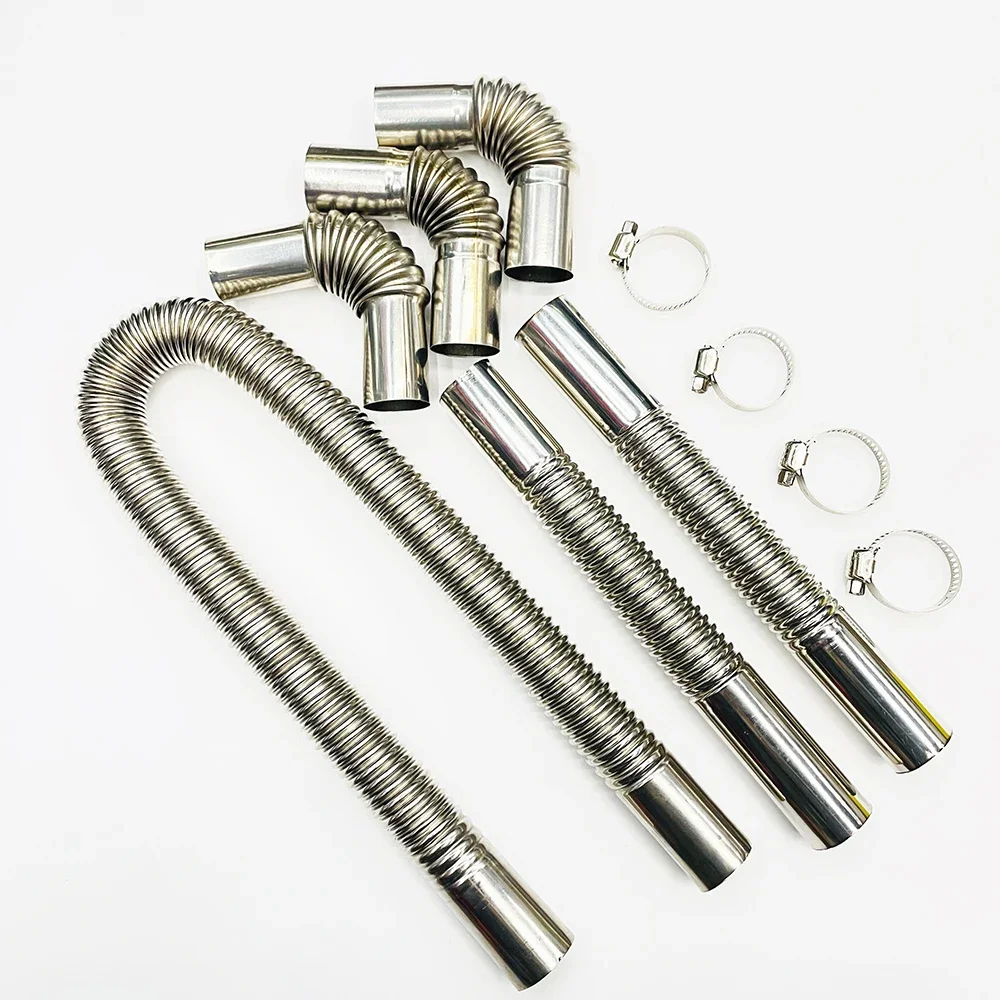 60-300cm Auto Luftdiesel-Standheizung Edelstahl Spiralförmiges Auspuffrohr Gasbelüftungsschlauch Endrohr Autozubehör Image