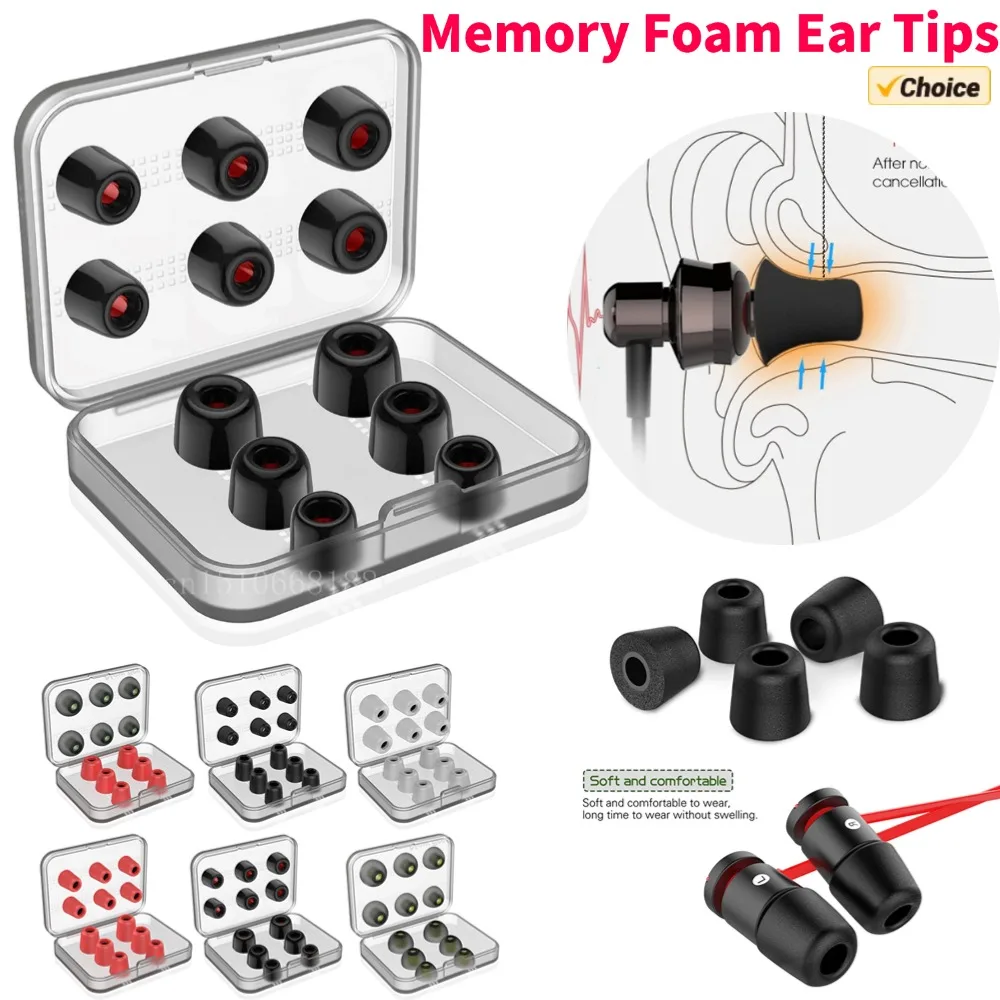 Ohrstöpsel aus Memory-Schaum, geräuschisolierendes Ohrpolster, Ersatz, verbessertes Musikerlebnis, kompakt, leicht, für Kopfhörer Image
