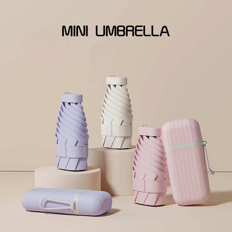 Kartentaschenschirm, fünffach kompakte und tragbare regensichere Mini-Taschenkapsel, Sonnenschutz- und Sonnenschirm-Sonnenschirm, sonniger Regenschirm Image