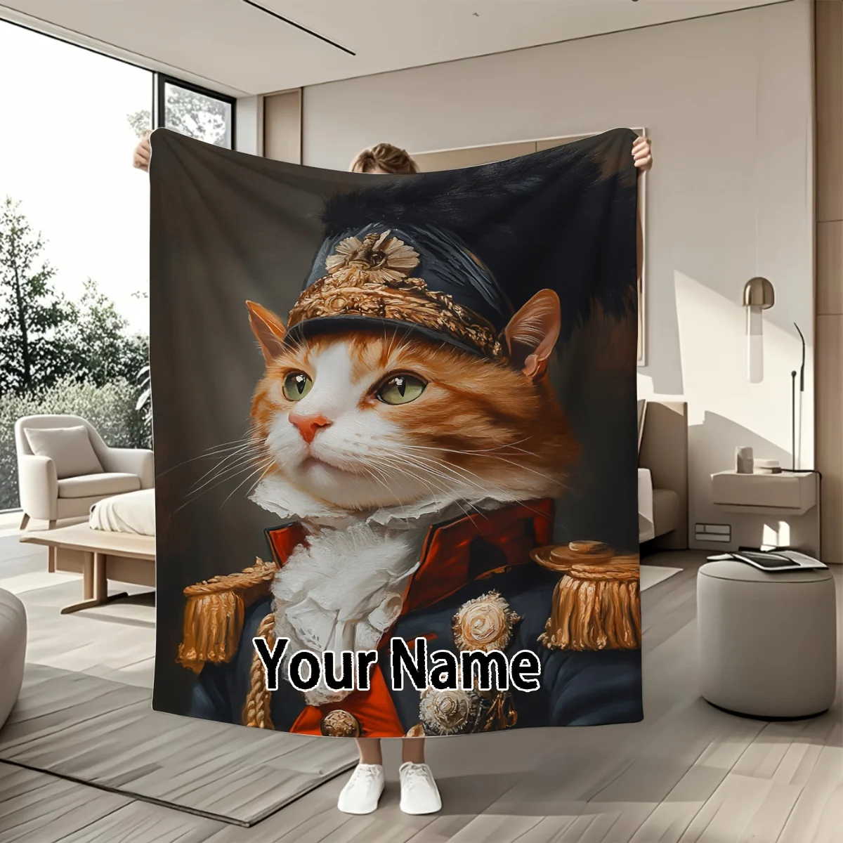 Anpassbar, 1-Decke mit individuellem Segennamen, Flanellschal mit Katzen-Universalmuster – das bevorzugte Halloween Image