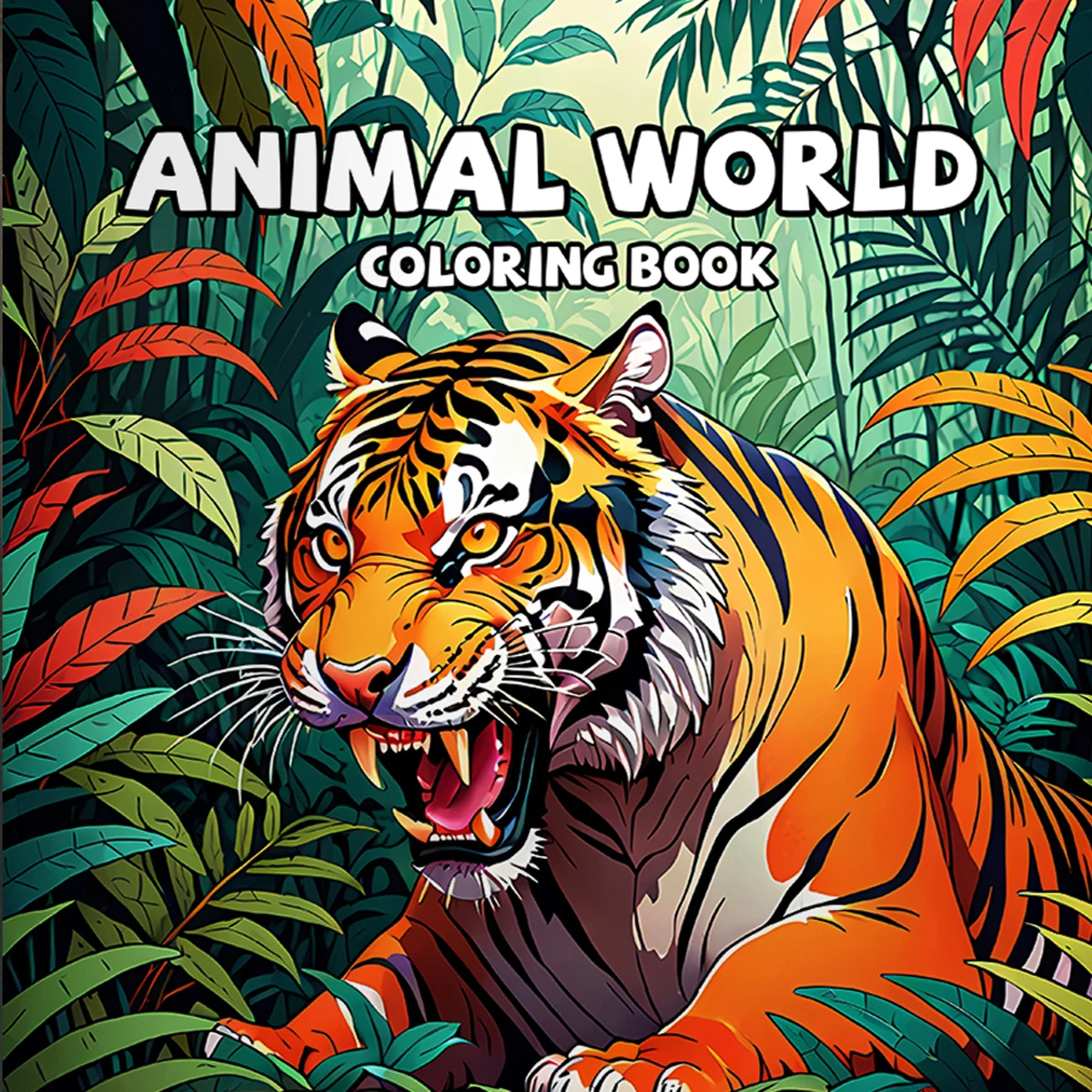 Tierwelt-Malbuch für Erwachsene – Therapeutische Kunsttherapie mit niedlichen Tiger- und Katzenmustern, Buch für Erwachsene und Jugendliche Image