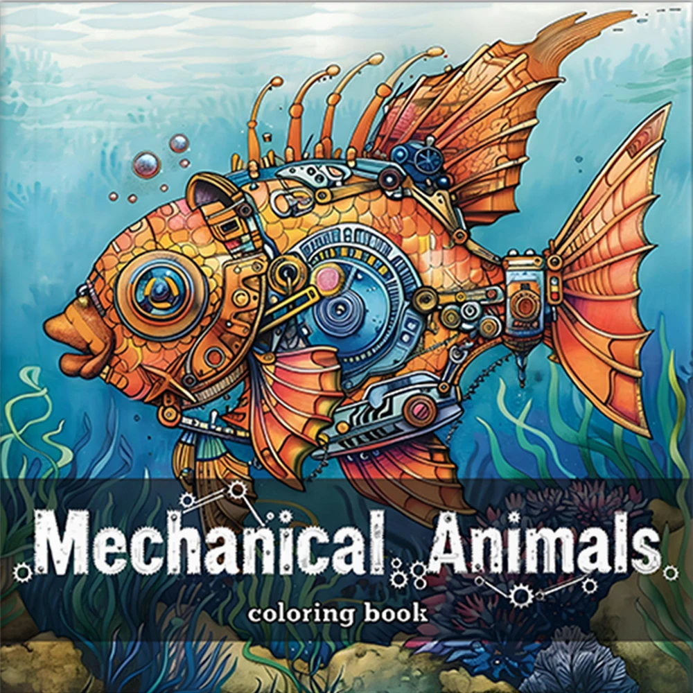 Malbuch mit mechanischen Tieren für Erwachsene und Jugendliche, mit 24-seitigen Stressabbau, Zeit totschlagen, Graffiti-Mal- und Zeichenbüchern Image