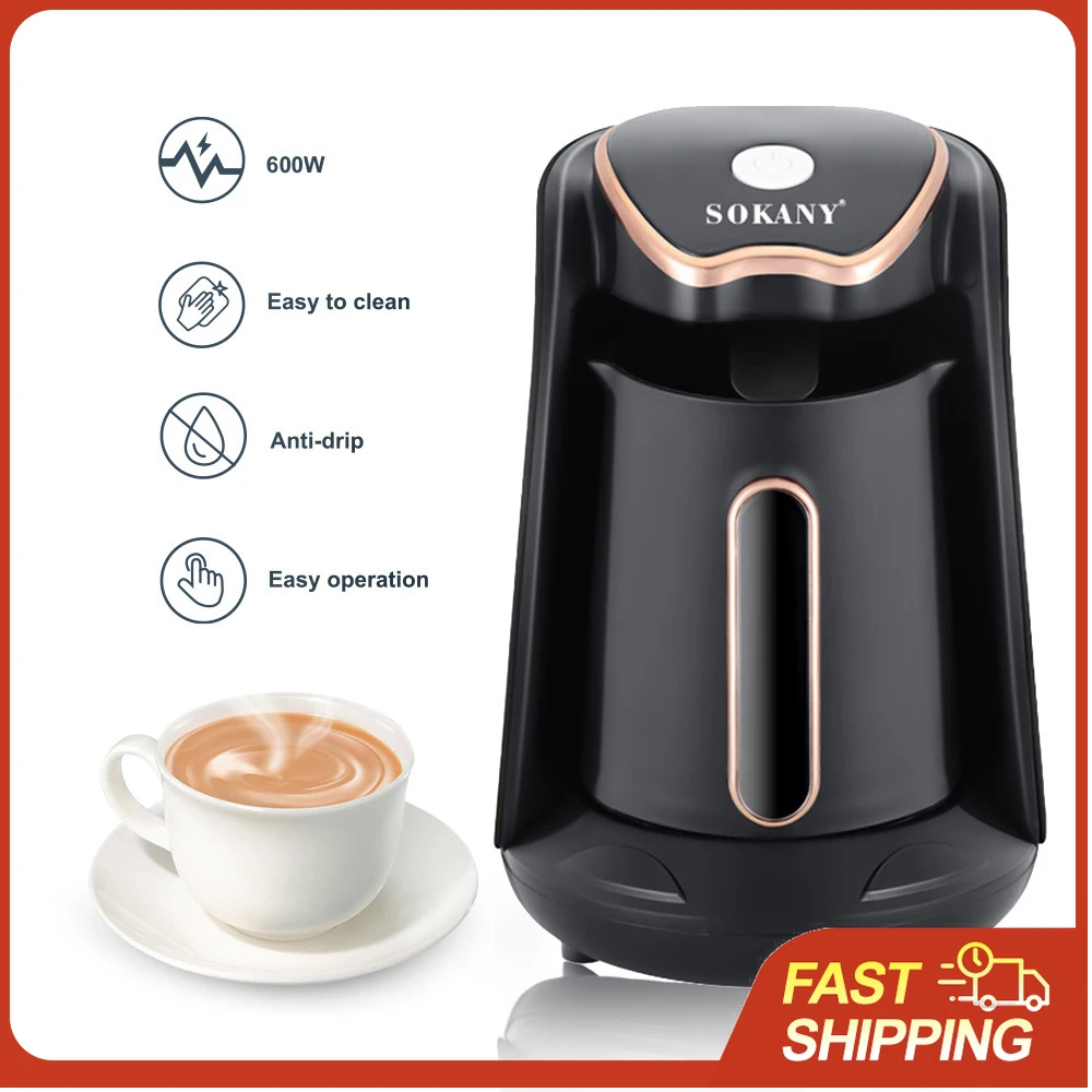 SOKANY Elektrische Türkische Kaffeemaschine mit Tasse, Kaffeekanne, Einzelportionen-Espressomaschine, 600W Heizleistung Image