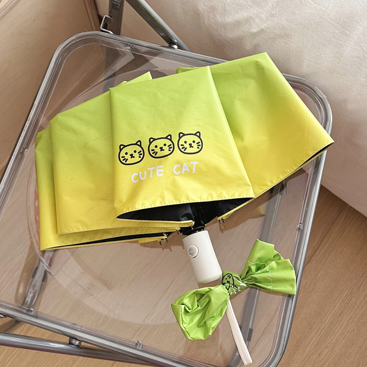 Vollautomatischer Regenschirm für Regen- und Windbeständigkeit, niedlicher und leichter Klappschirm für Studenten, kleine und frische Sonnenbrille Image