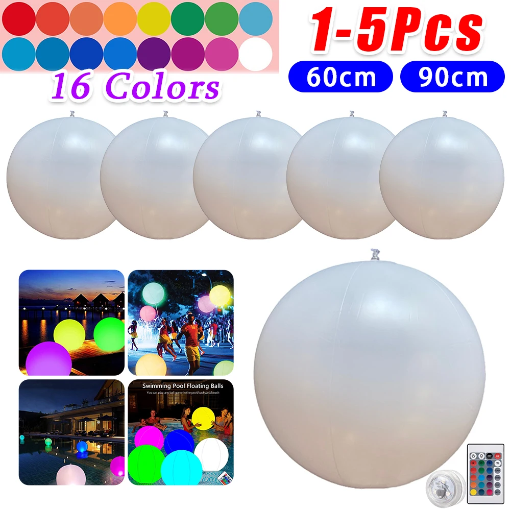 1-5Pcs Leuchtende Strand Ball Licht 16 Farben LED Garten Ball Licht Schwimmbad Aufblasbare Strand Luftballons Bälle party Dekorationen Image