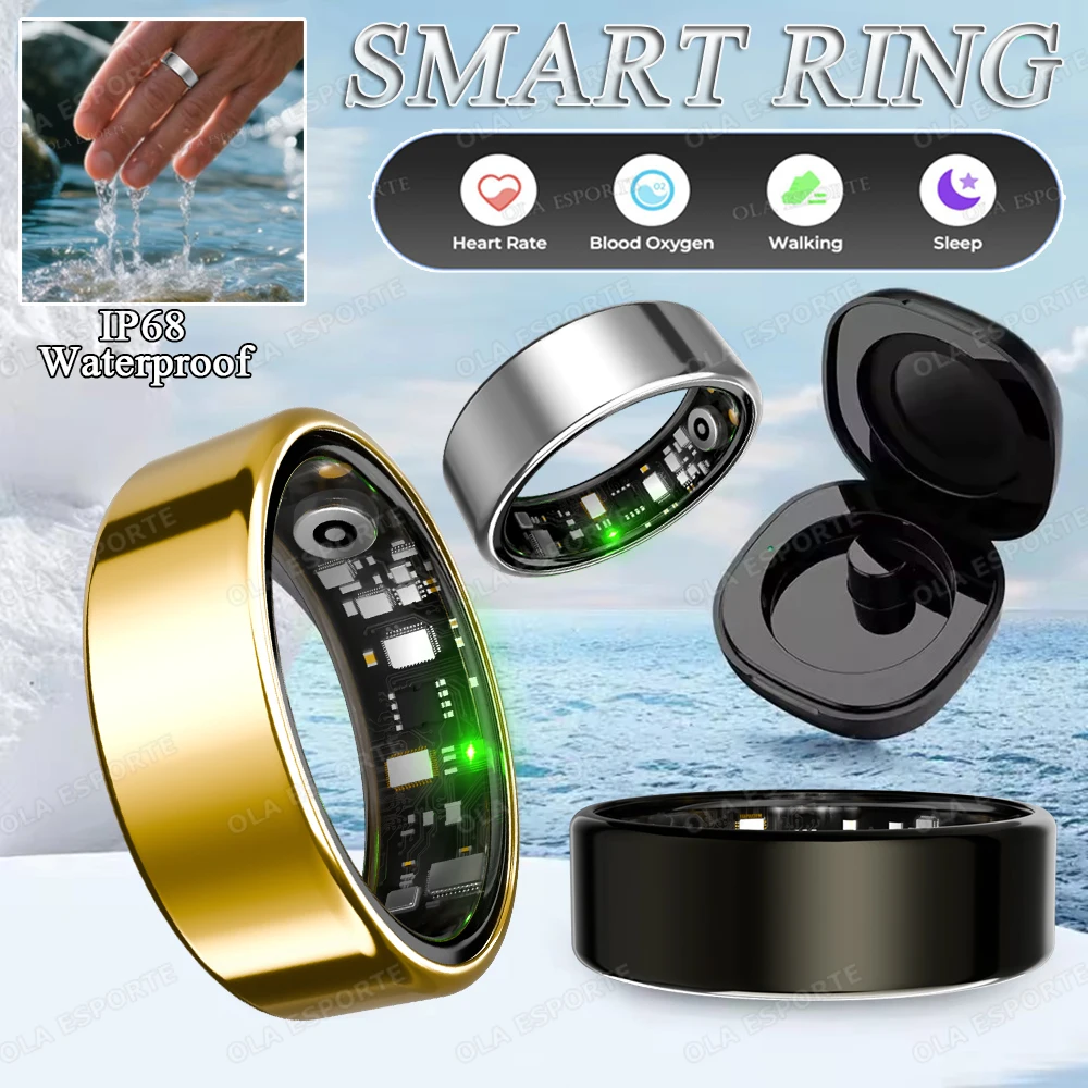 Neuer Outdoor Smart Ring für Männer und Frauen, Herzfrequenz-/Blutsauerstoff-/Schlafüberwachung GPS-Bewegungs-Smartring 5ATM Wasserdicht, Multisport-Modus Image