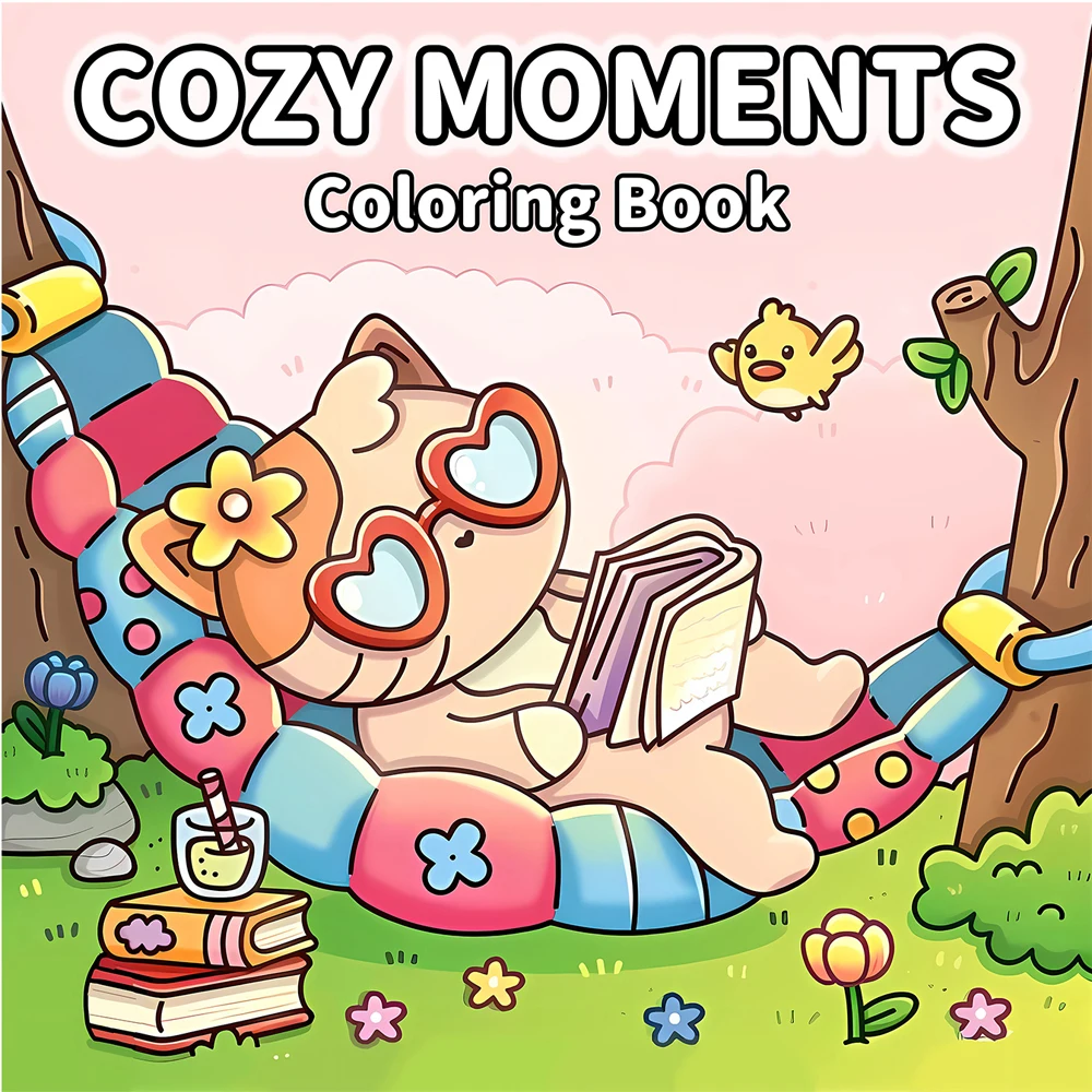 COSY MOMENTS Malbuch für Erwachsene und Jugendliche mit Stressabbau, Zeit totschlagen, DIY-Malerei, Zeichenbuch, Lernspielzeug für Kinder Image