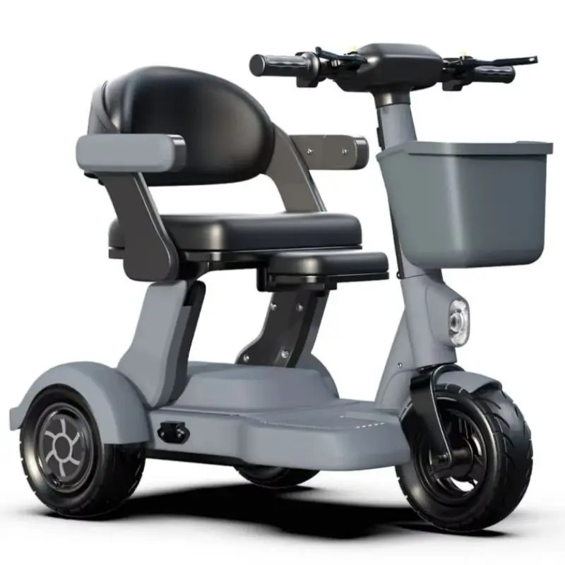 300 W 48 V leichter Mobilitätsroller mit drei Rädern, faltbar für ältere Menschen, graues Familien-Elektro-Dreirad für Senioren mit Kindersitz Image