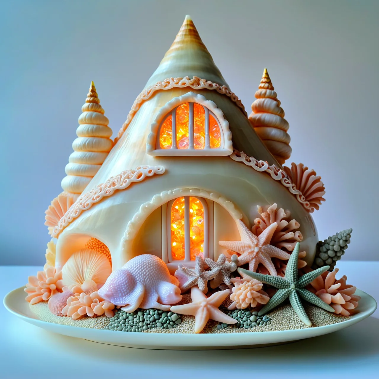 [Unterwasser-Muschelhaus Silikon-Backform] Ozean-Themen Seestern- und Muschelförmige Schokoladen-, Bonbon- und Fondant-Dekorationsform Image