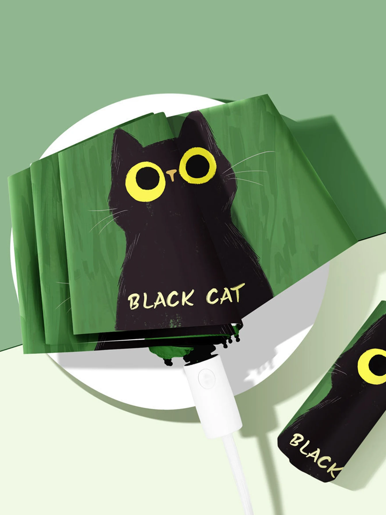 Vollautomatischer Regenschirm, Katzenschirm, Sonnenschirm, Sonnenschutz, faltbarer tragbarer Sonnenschirm, sonnig und regen, doppelter Verwendungszweck, Cartoon Image