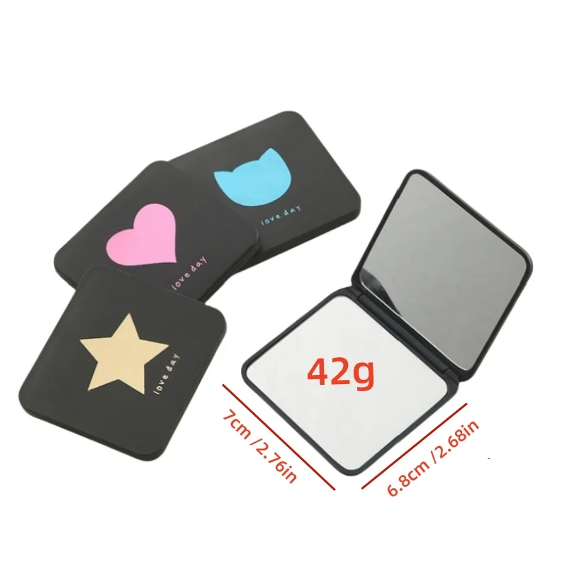 Neuer doppelseitiger faltbarer Spiegel, tragbarer Taschenspiegel, quadratischer kleiner Spiegel für Make-up und Make-up, niedliche kleine Make-up-Spiegel