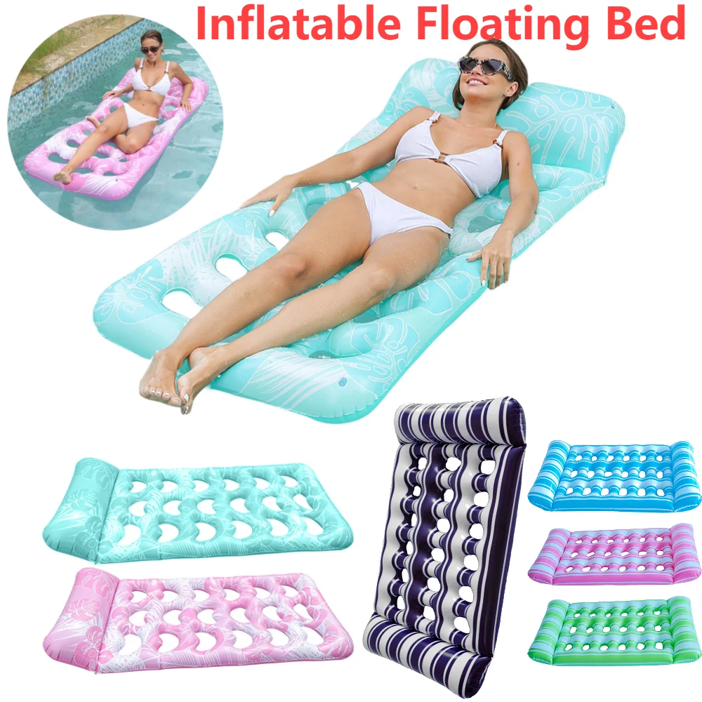 Hängematten-Liegestuhl mit Kopfstütze, aufblasbares Wasserschlafbett, schwimmende PVC-Liege, Luftmatratze für Schwimmbadpartys
