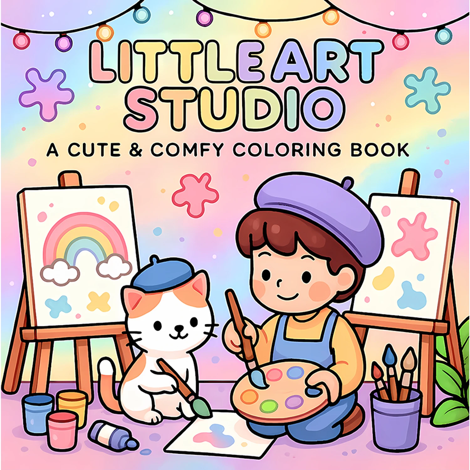 Malbuch für Erwachsene, niedliche und bequeme Cartoon-Themen, leicht entspannendes Malbuch für Eltern – Kinder, die zu Hause bindet Image