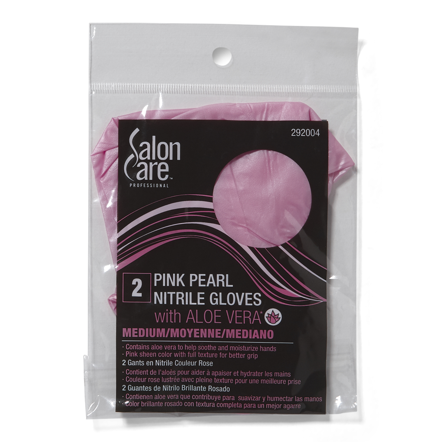 Salon Care 2ct Pink Pearl Aloe Vera Nitrile Gloves