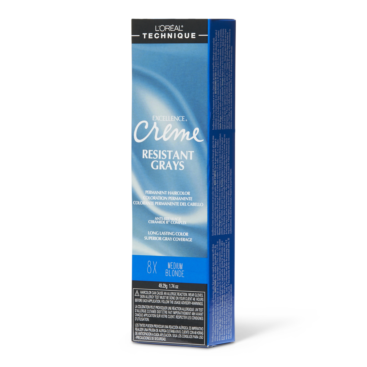 L'Oreal Resistant Grays 8X Medium Blonde Permanent Creme Hair Color 1.74 Oz