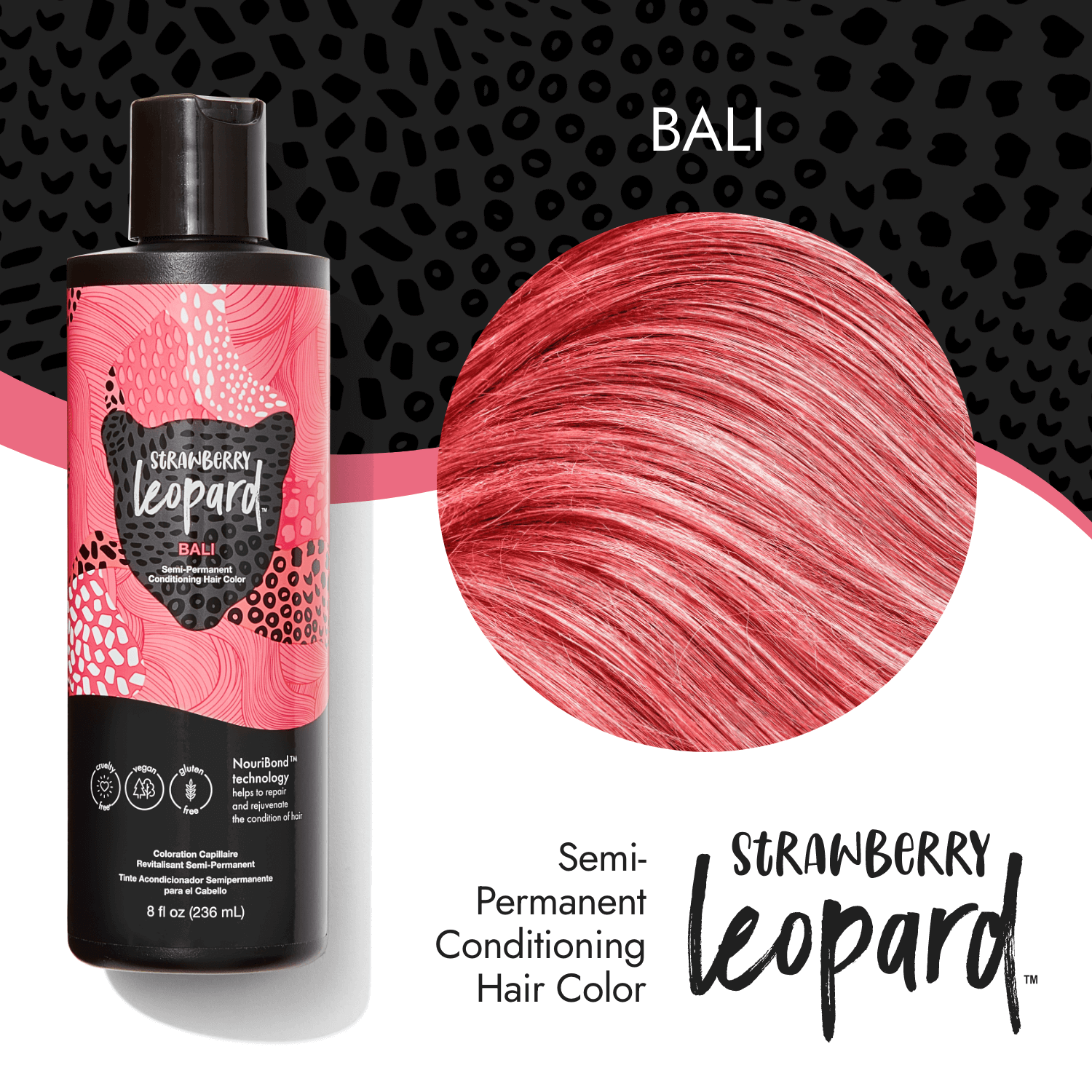 Strawberry Leopard Bali Semi Permanent Conditioning Hair Color 8 oz