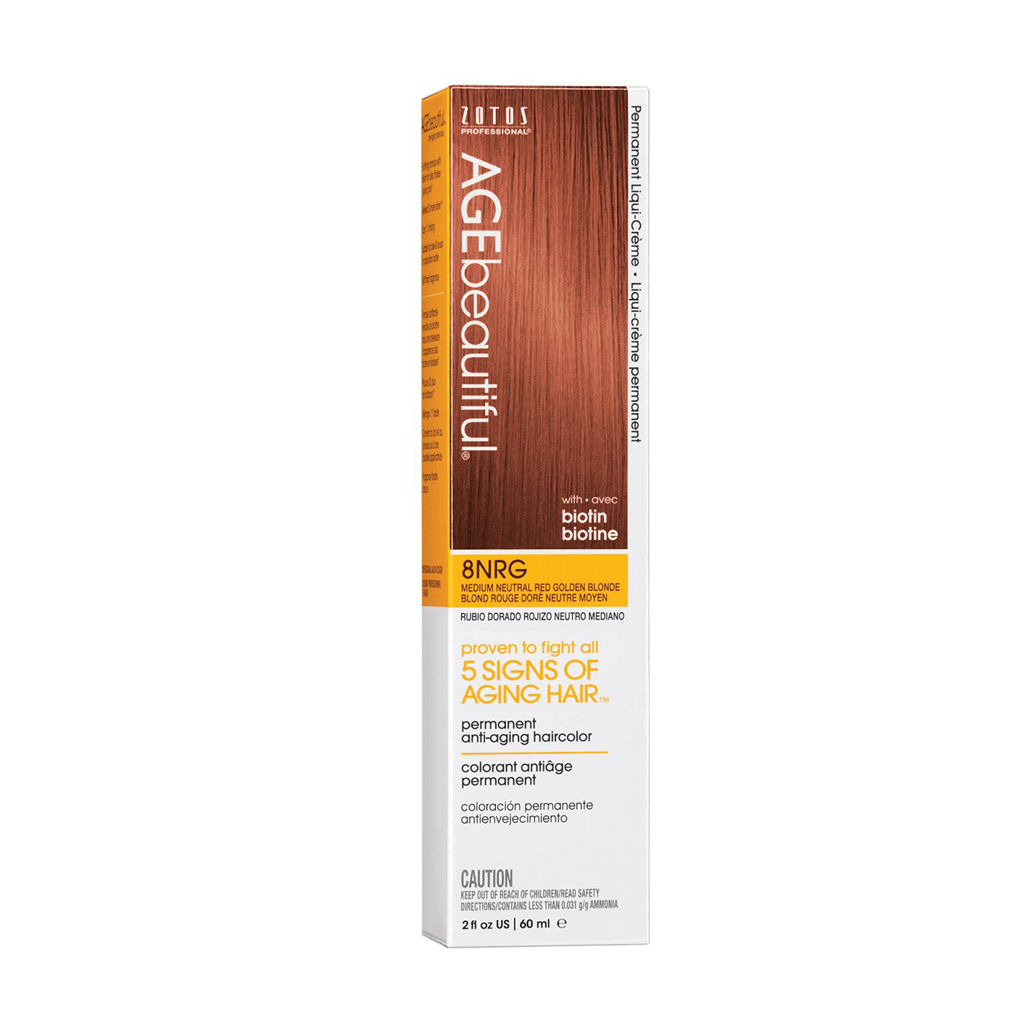 AGEbeautiful 8NRG Medium Neutral Red Golden Blonde Permanent Liqui-Crème Hair Color 2 oz