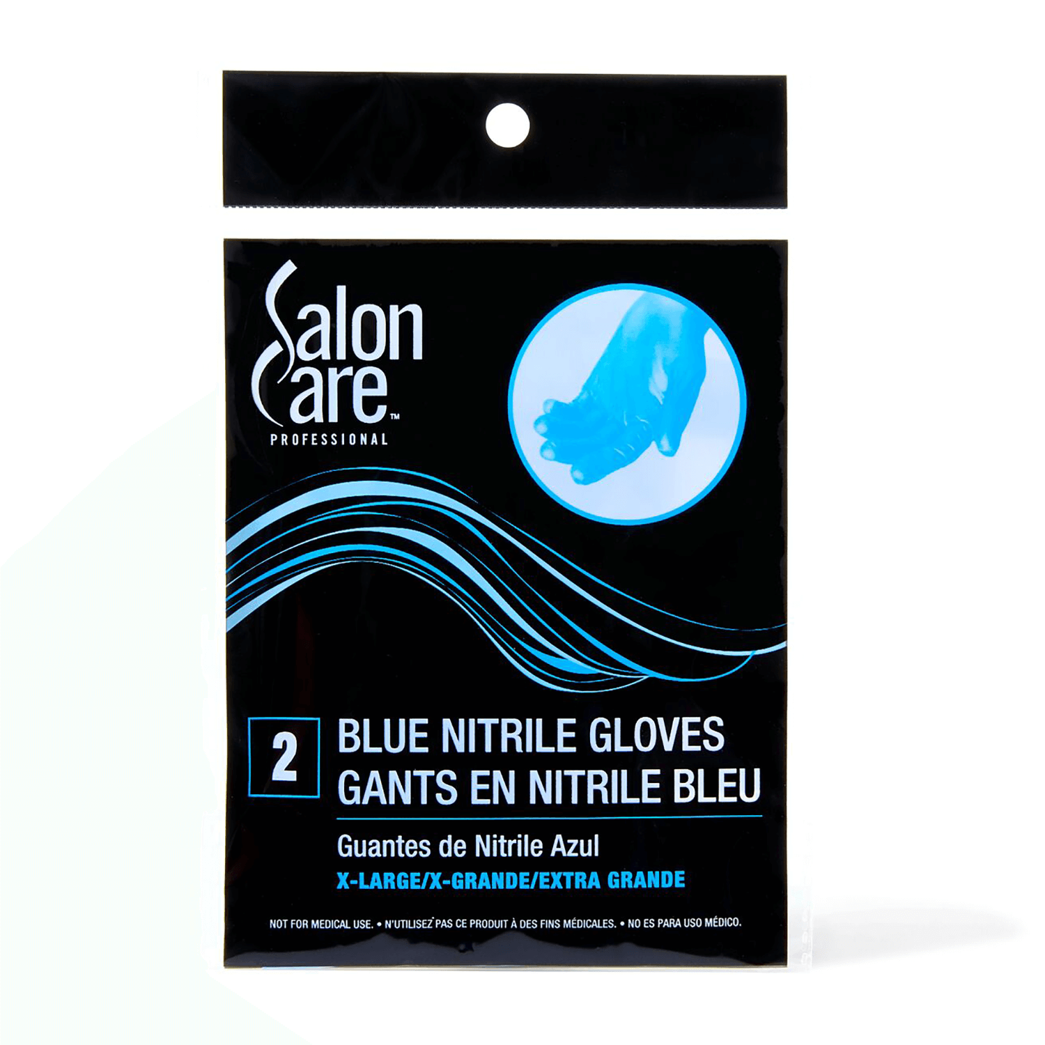 Salon Care X-Large 2ct Blue Nitrile Powder-Free Gloves xl