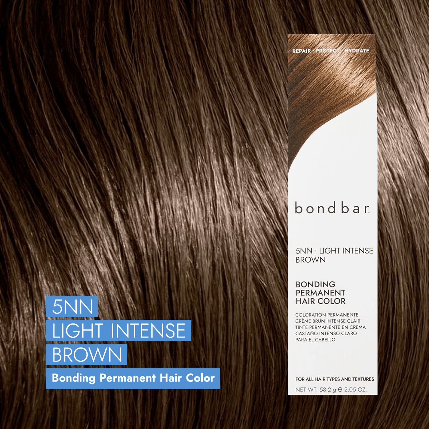 Bondbar 5NN Light Intense Brown Bonding Permanent Crème Hair Color 2.05 Oz