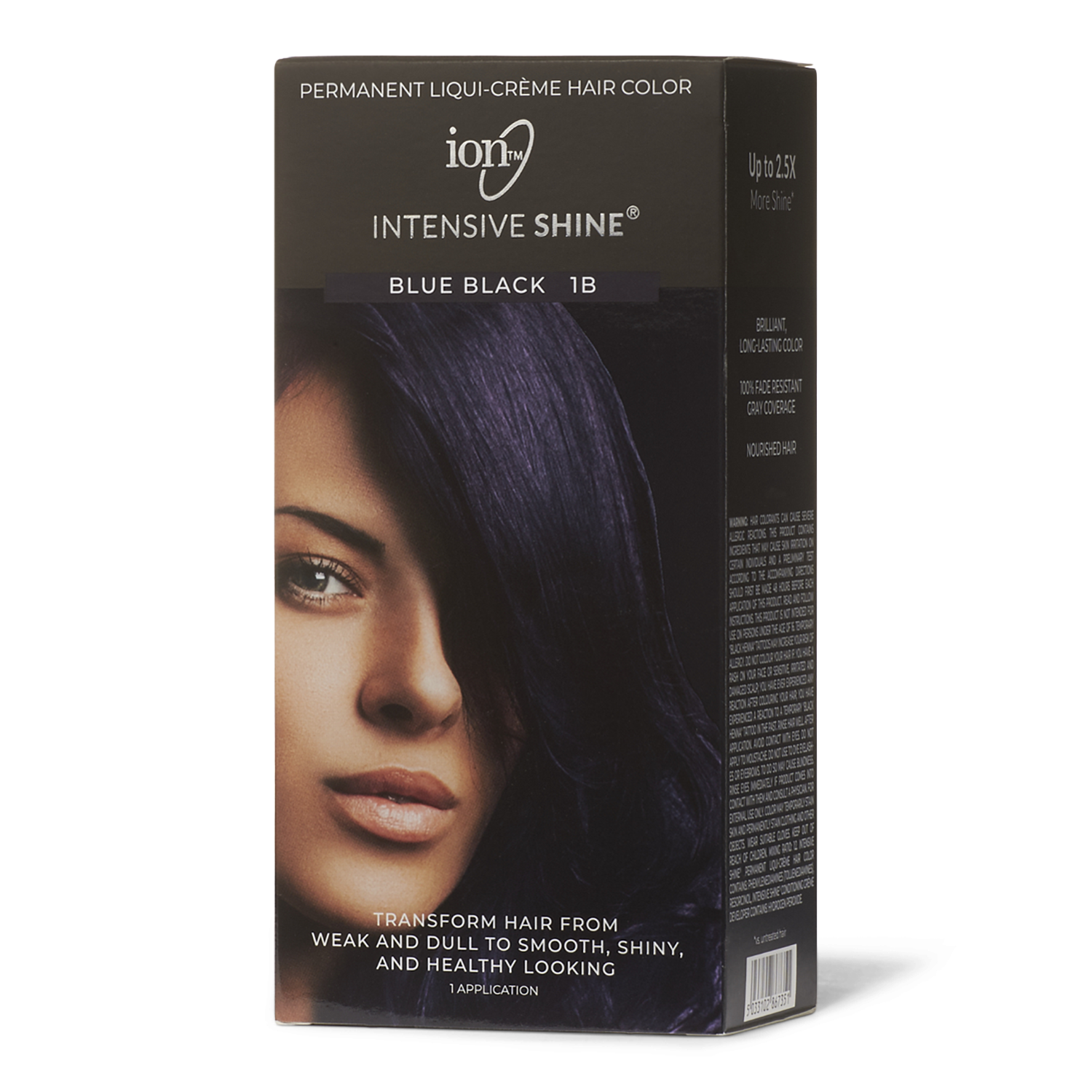 Ion Intensive Shine Hair Color Kit Blue Black 1B 2 oz