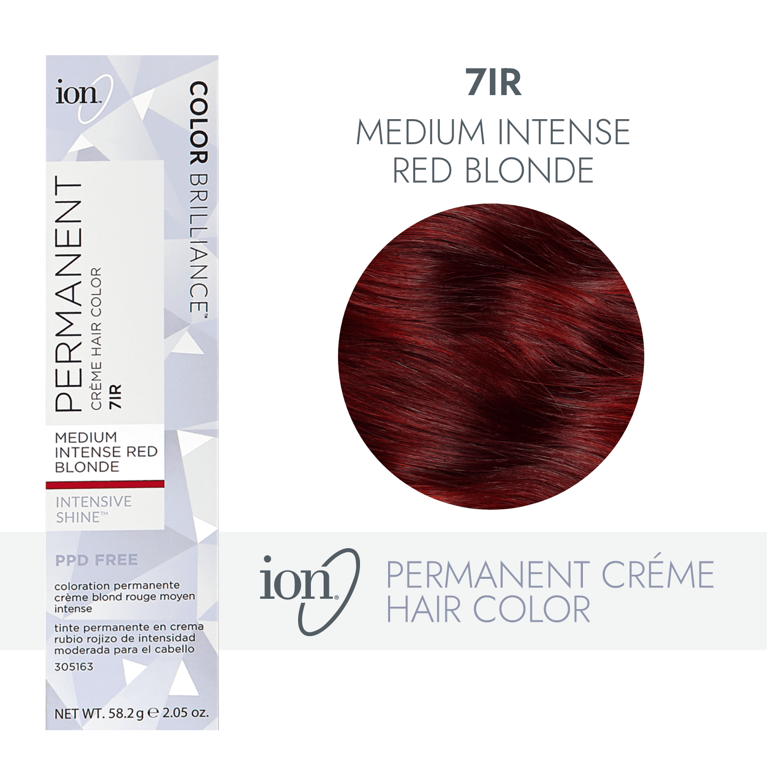 Ion 7IR Medium Intense Red Blonde Permanent Creme Hair Color 2.05 Oz