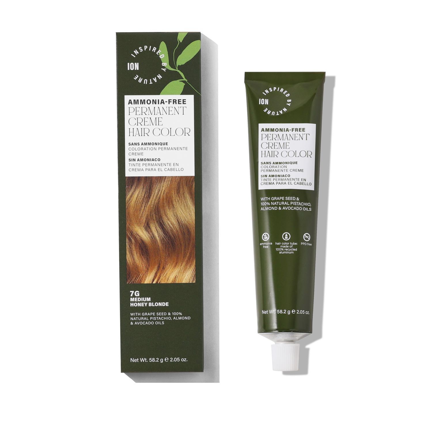 Inspired By Nature Ammonia-Free Permanent Hair Color Medium Honey Blonde 7G 2.05 Oz - Inspired by Nature