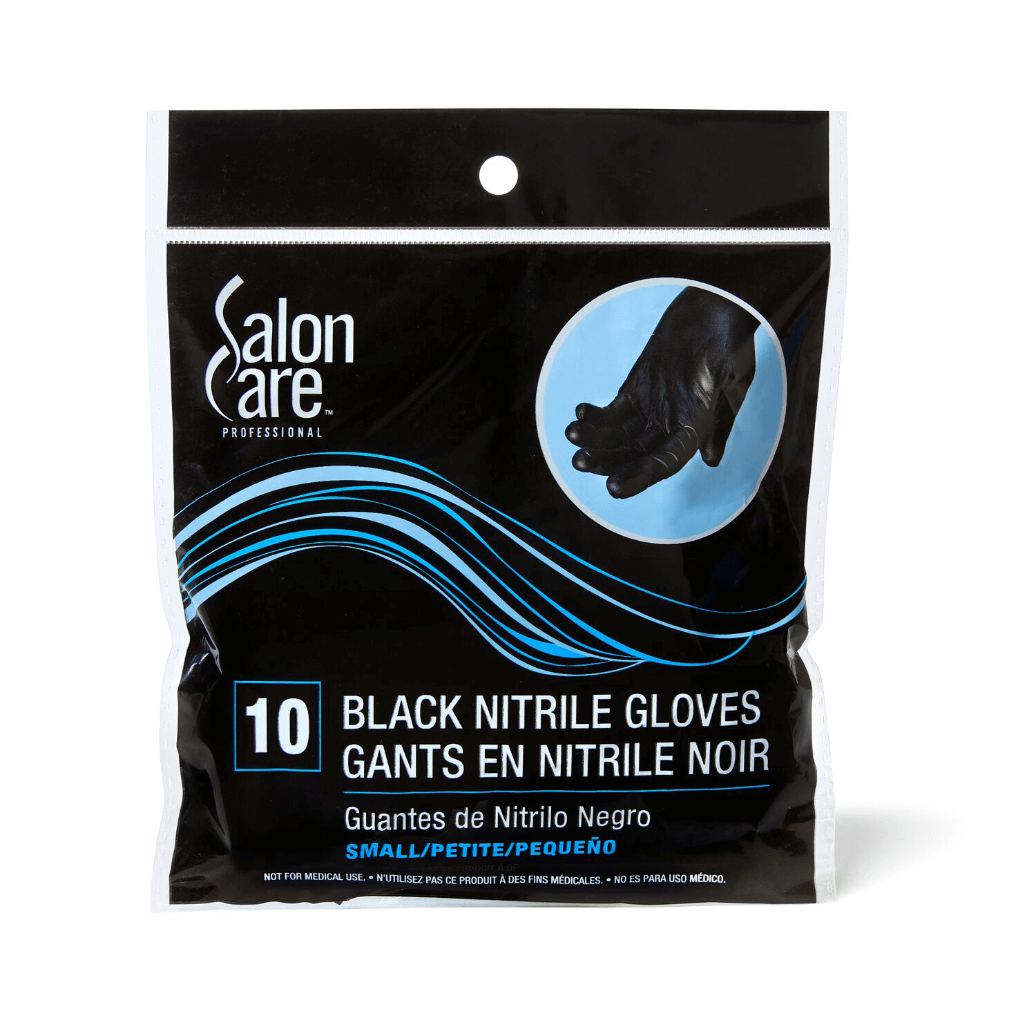 Salon Care Small 10ct Black Nitrile Gloves Small
