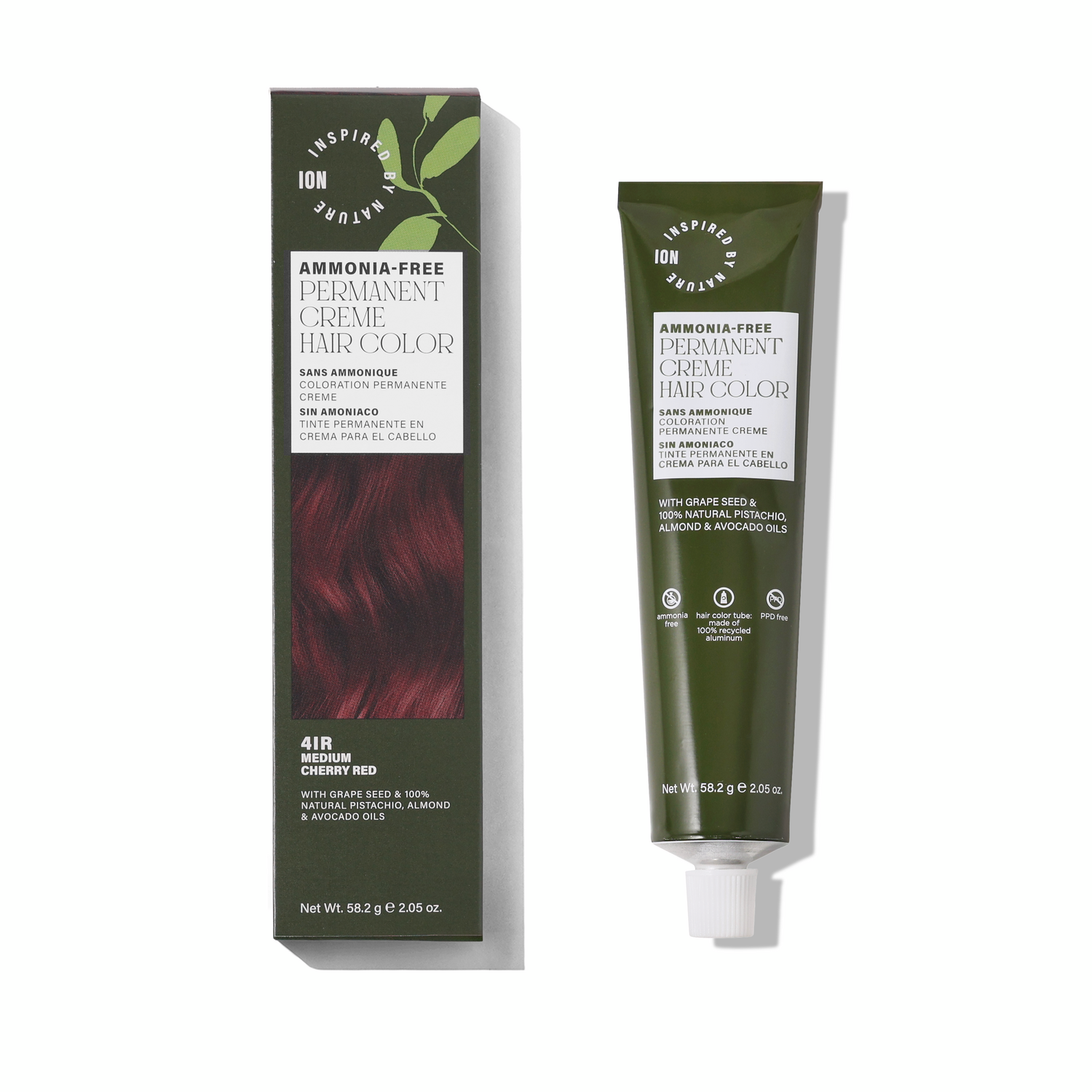 Inspired By Nature Ammonia-Free Permanent Hair Color Medium Cherry Red 4IR 2.05 Oz