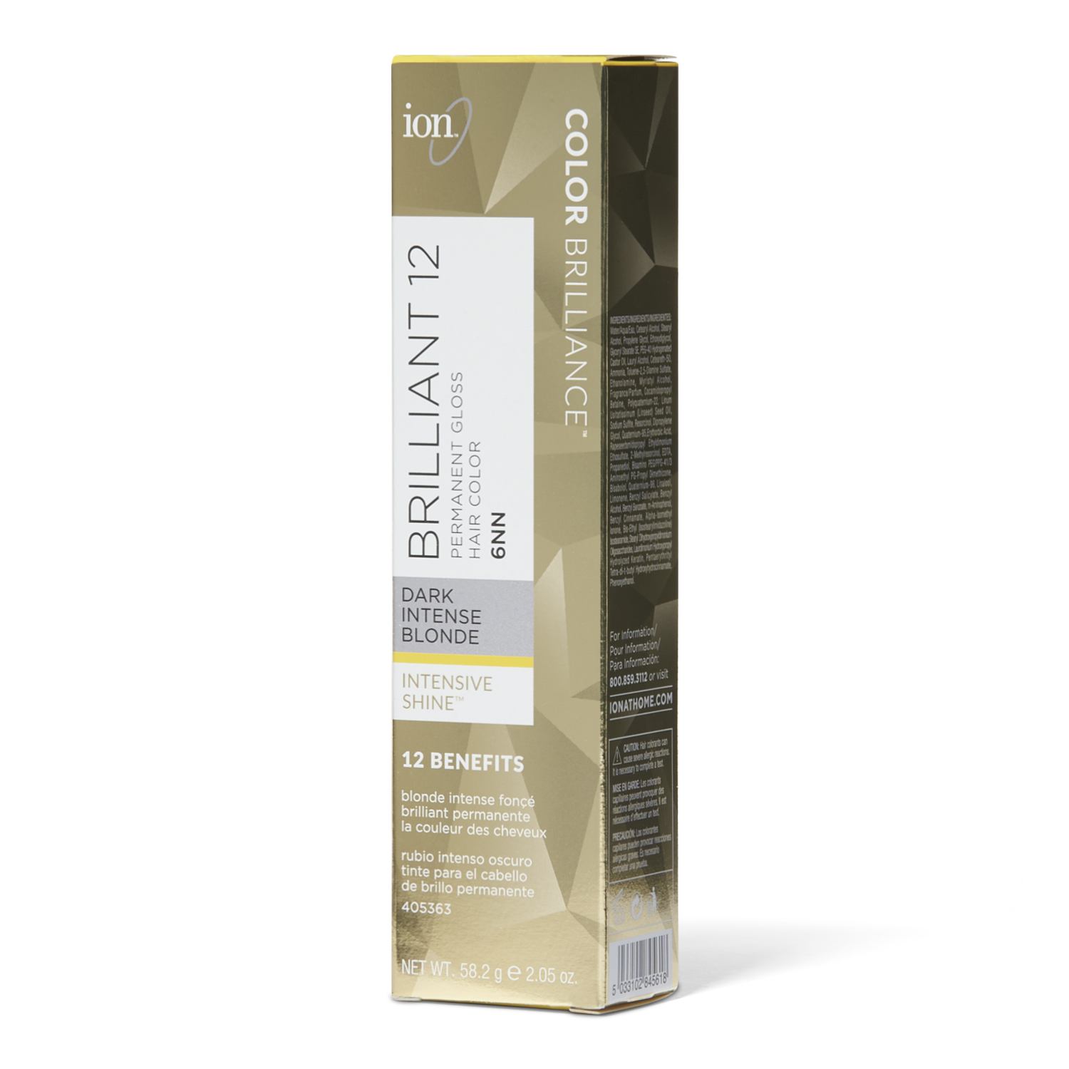 Ion 6NN Dark Intense Blonde Brilliant 12 Permanent Gloss Hair Color 2.05 Oz - Ion