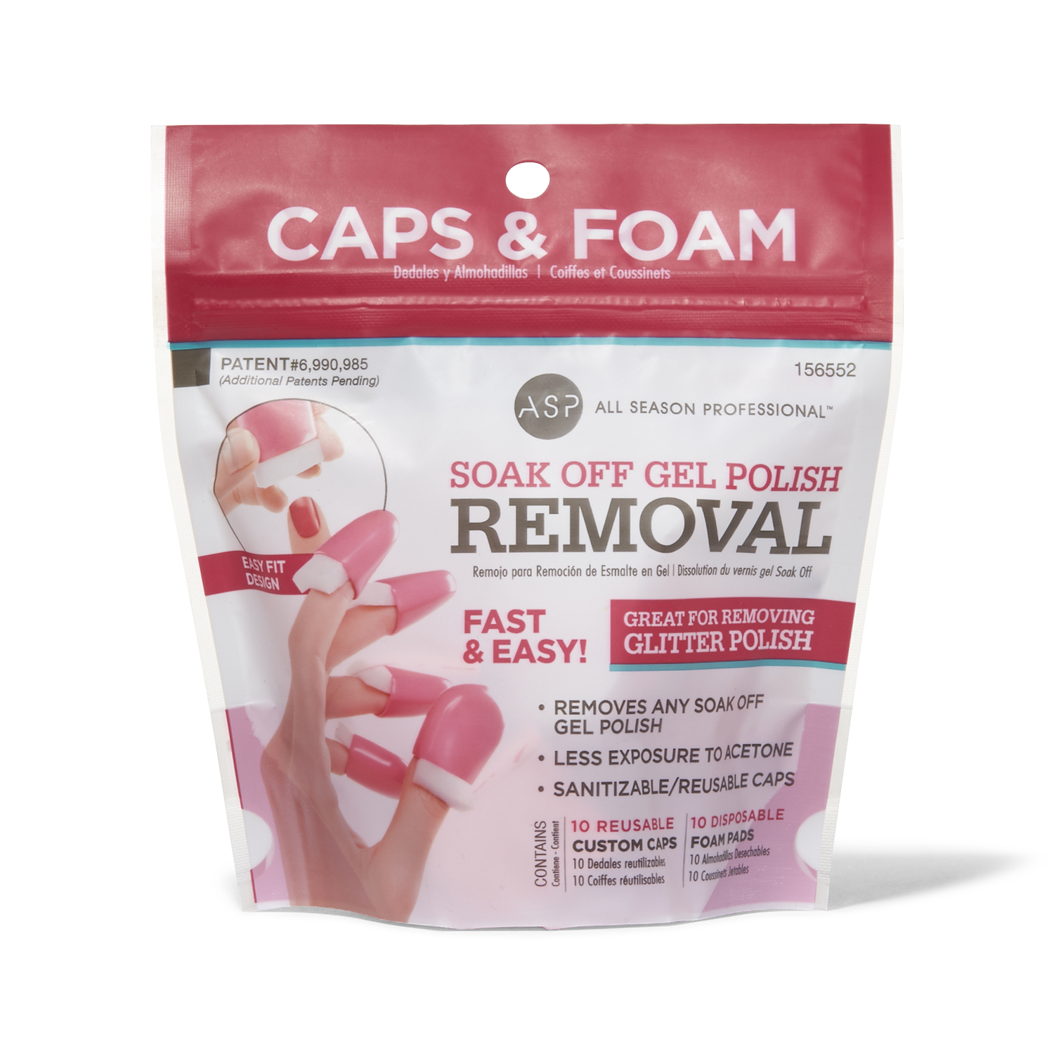 ASP Soak Off Gel Polish Caps & Foam Pads