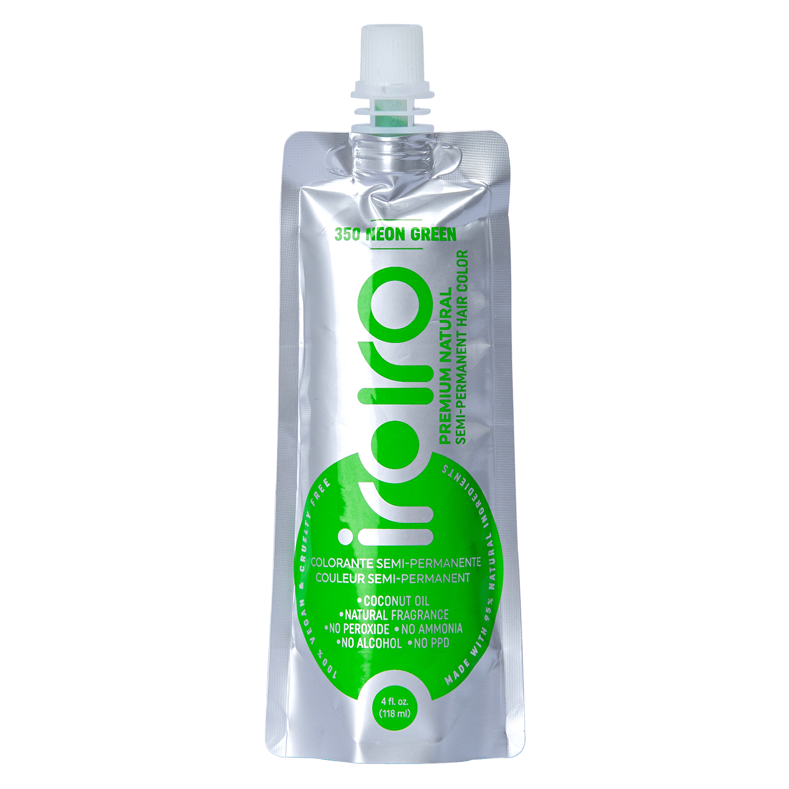 Iroiro 350 Neon Green Premium Natural Semi Permanent Hair Color 4oz