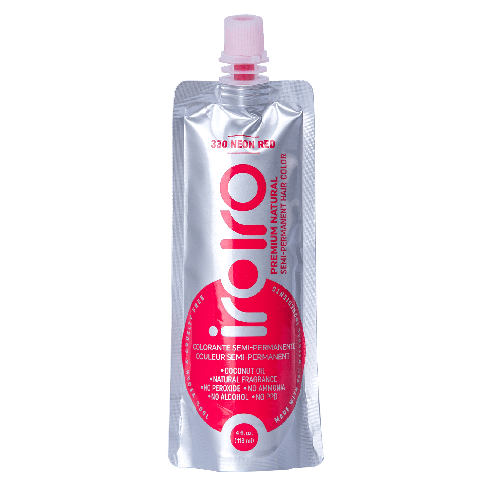Iroiro 330 Neon Red Premium Natural Semi Permanent Hair Color 4oz