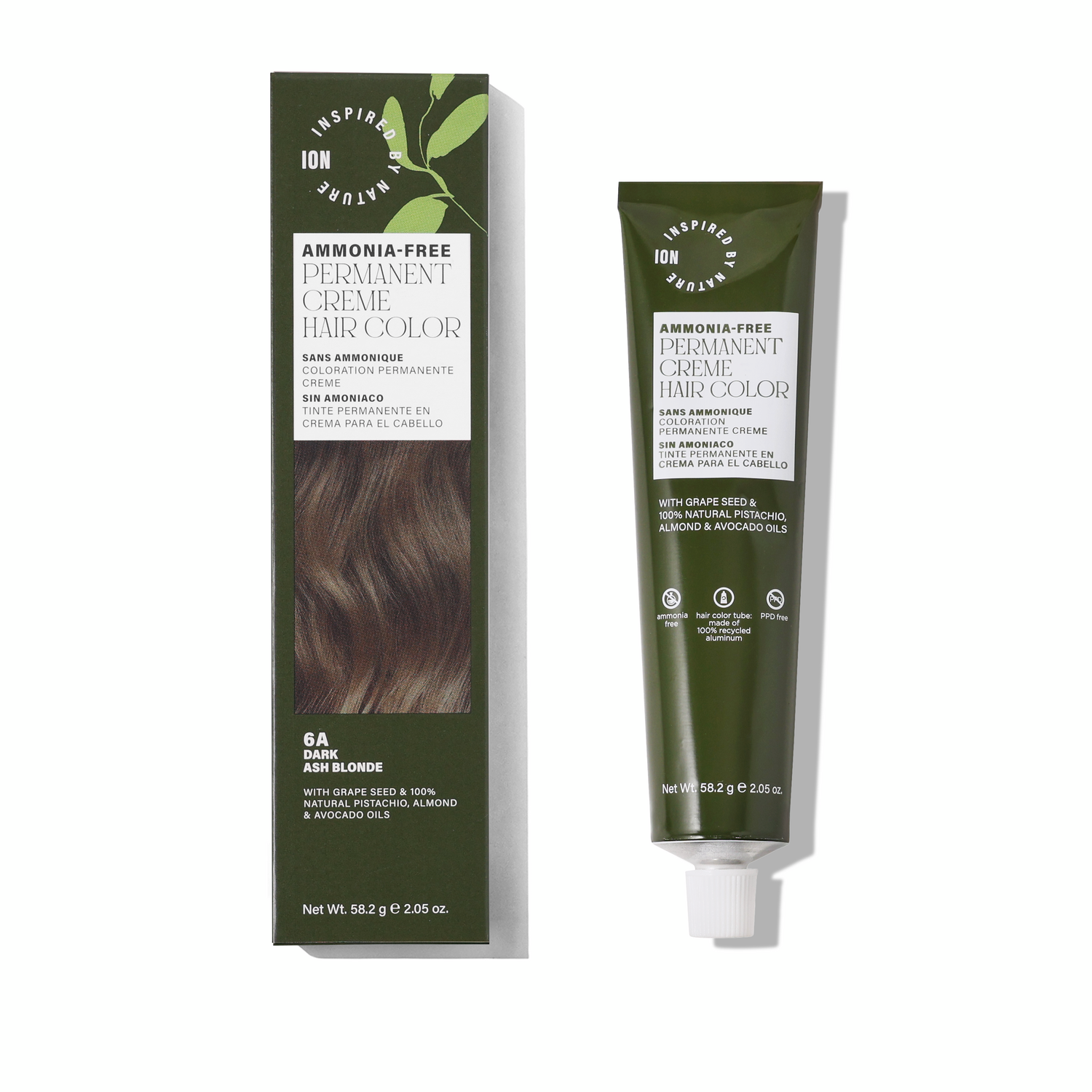 Inspired By Nature Ammonia-Free Permanent Hair Color Dark Ash Blonde 6A 2.05 Oz
