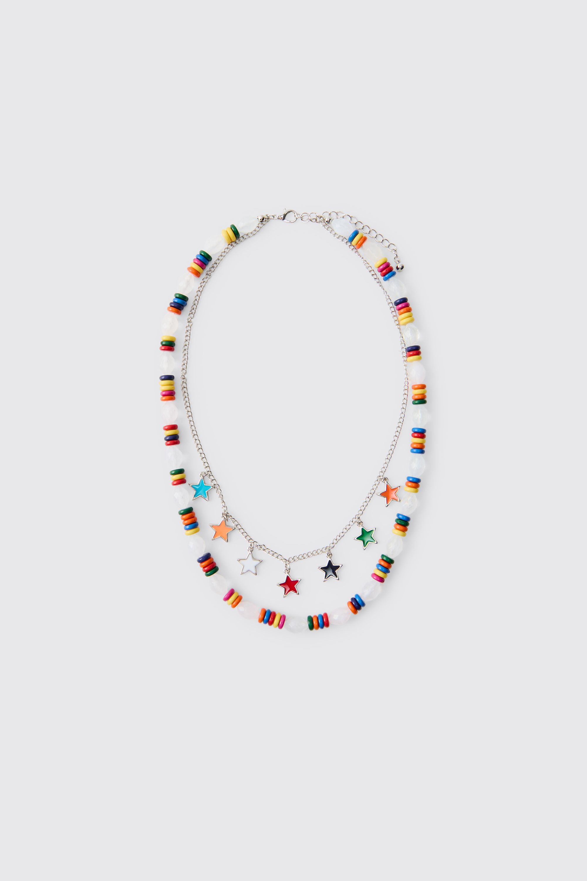 Boohooman Mens Beaded Star Necklace - Multicolour Iron - One Size | Boohooman Sale | Discount Designer Brands