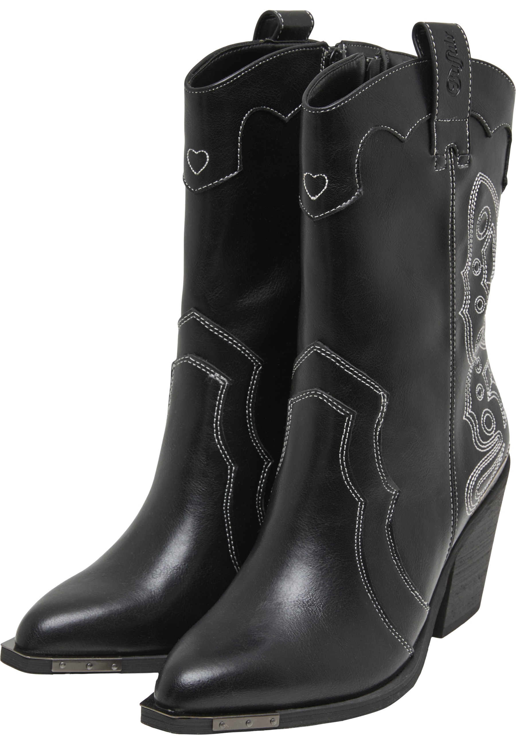 Stiefel BUFFALO "Buffalo WEST BOOT MID - VEGAN NAPPA", Damen, Gr. 38, schwarz, weiß, unifarben, Schuhe Stiefel