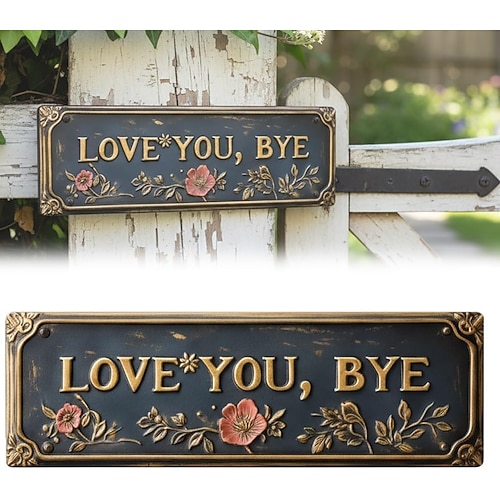 ti amo, ciao – cartello da parete in metallo vintage, cartelli in metallo ti amo, decorazione da parete in metallo in stile retrò verde, corridoio decorazioni per porte, decorazioni murali in stile