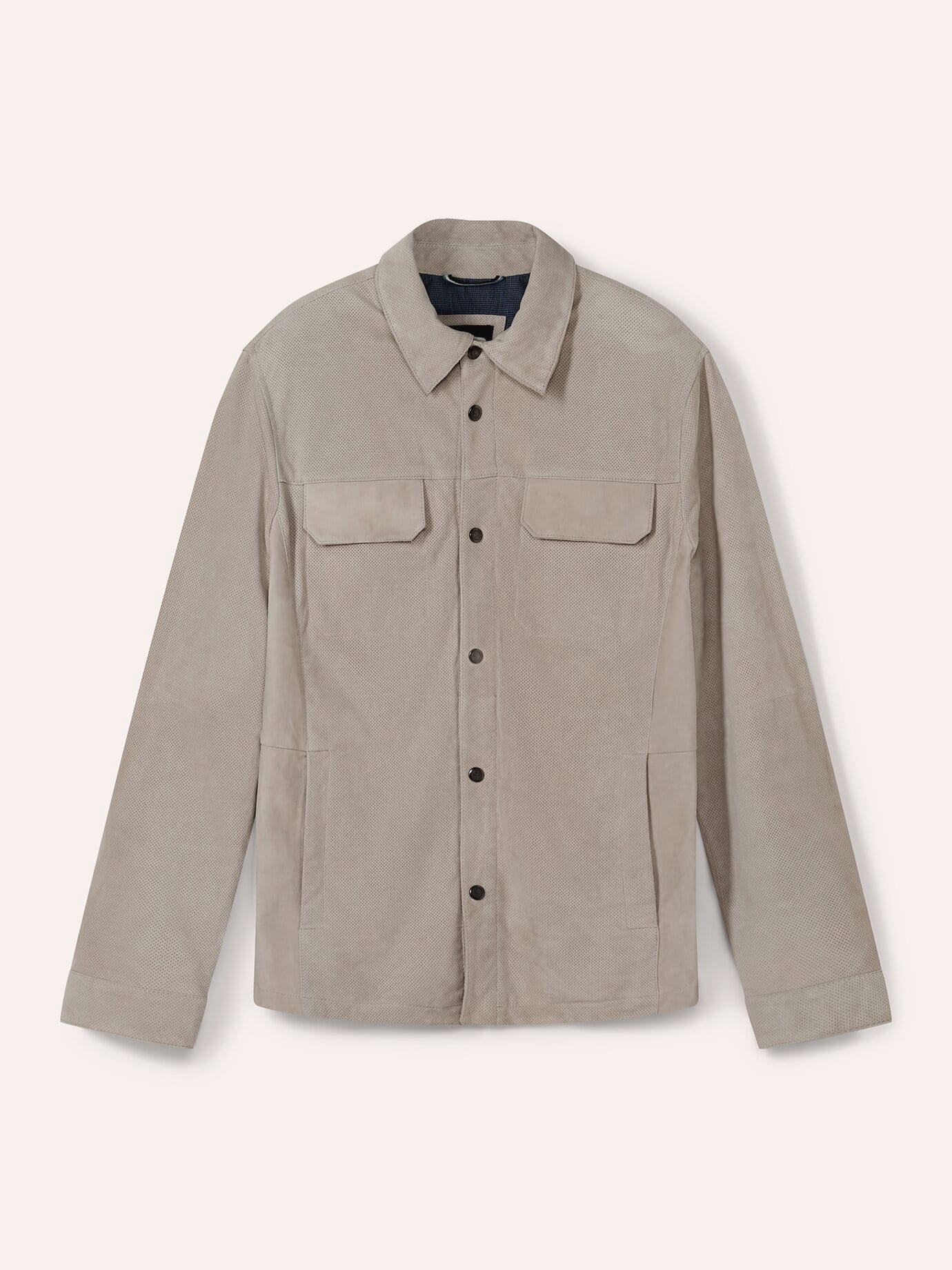 Walbusch Herren Velourslederhemdjacke Beige