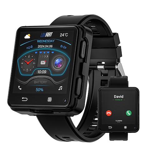 Lokmat Appllp 2 Max Smartwatch da 2,64 pollici, 4G LTE, cellulare, telefono, contapassi, promemoria chiamate, sveglia, compatibile con null, unisex, GPS, chiamate in vivavoce, controllo multimediale, IPX-4, cassa da 57 mm