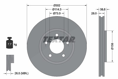 Textar 1x Bremsscheibe [Hersteller-Nr. 92108200] für Dodge, Chrysler Image