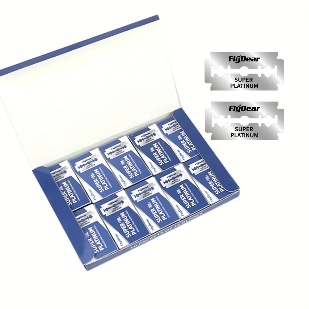 10/20/30/100 Stück Doppelschneide-Rasierklingen, Sicherheitsrasierklingen zum Rasieren – Doppelrasierer-Rasierklingen aus Platin-Edelstahl Image