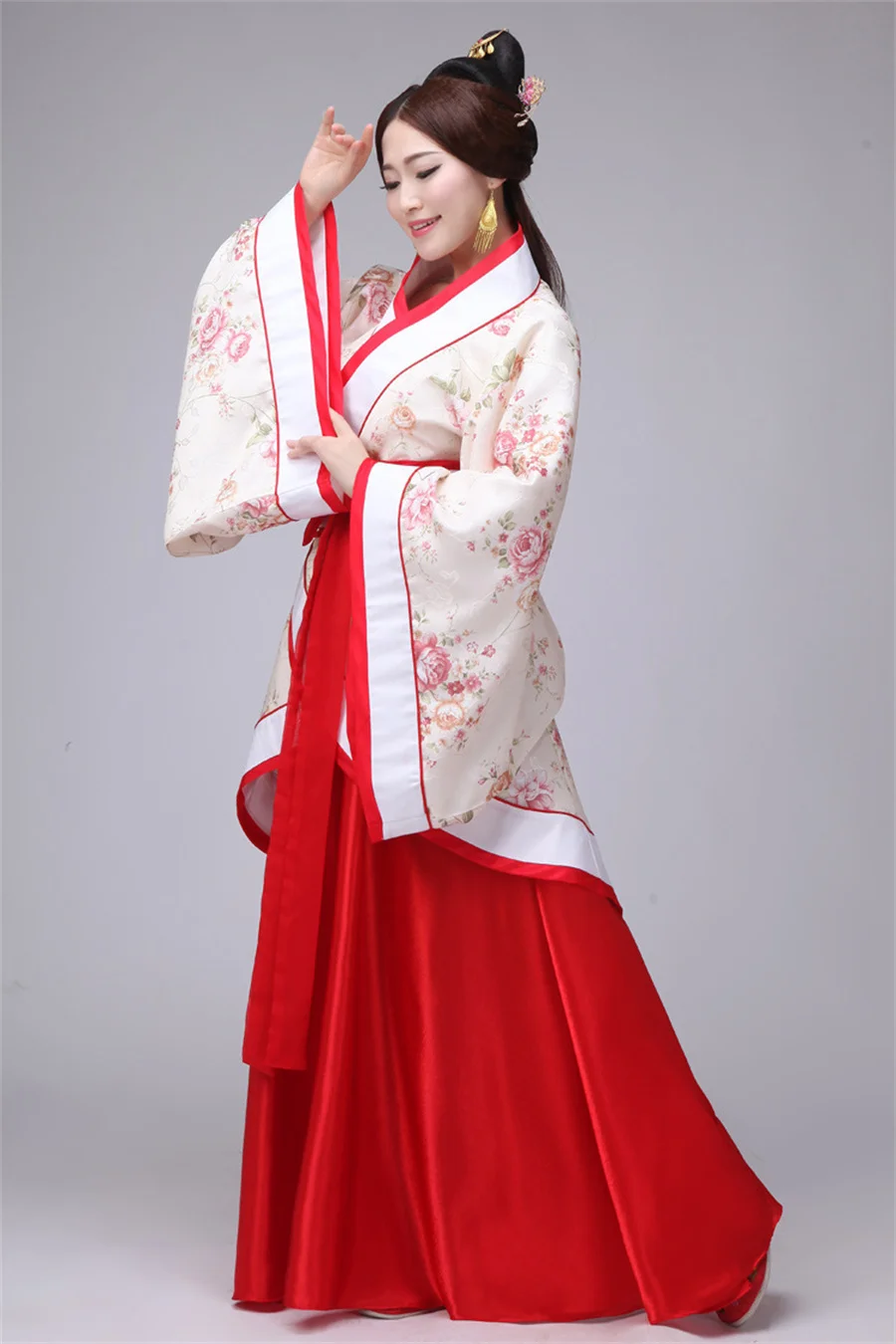 Hanfu-Kleid für Damen, traditionelles chinesisches Cosplay-Kostüm, alter Farbverlauf, Blumendruck, Hanfu-Kleid 2024, Kleid in Übergröße XL Image