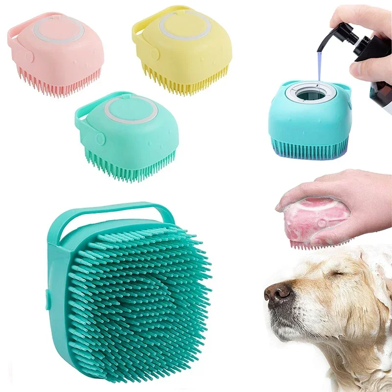 Silikon Hund Bad Massage Handschuhe Pinsel Haustier Katze Bad Reinigung Werkzeug Kamm Pinsel für Hund Kann Shampoo Hund Pflege Liefert Image