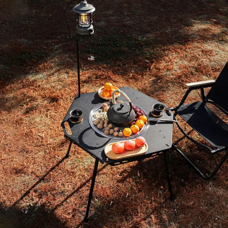 Smilodon Camping Klapp grill tisch Achteck Aluminium legierung Tisch ultraleichte tragbare Grill Tisch für Picknick im Freien Image