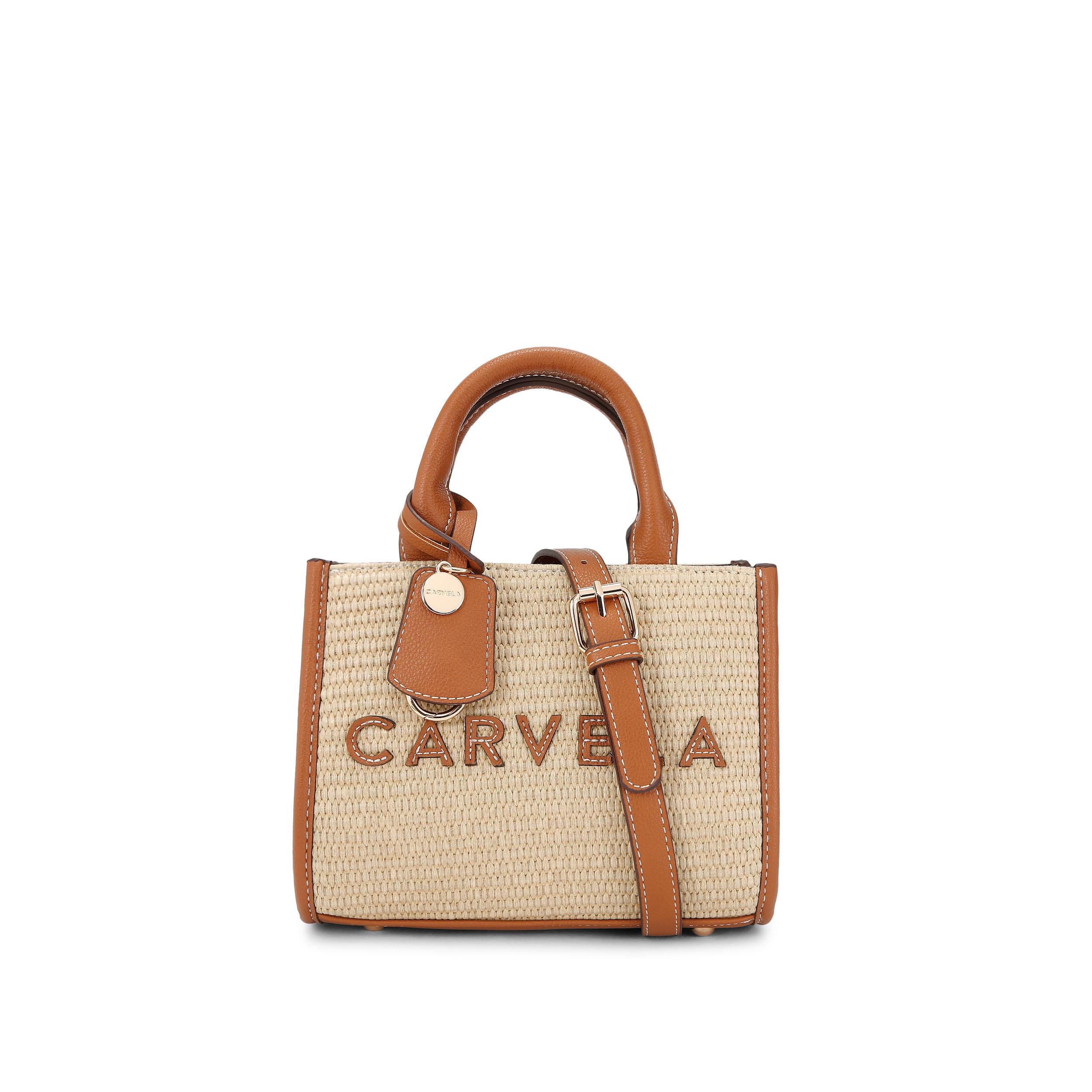 Carvela Womens Frame Raffia Micro Bag - Tan Fabric - One Size | Carvela Sale | Discount Designer Brands