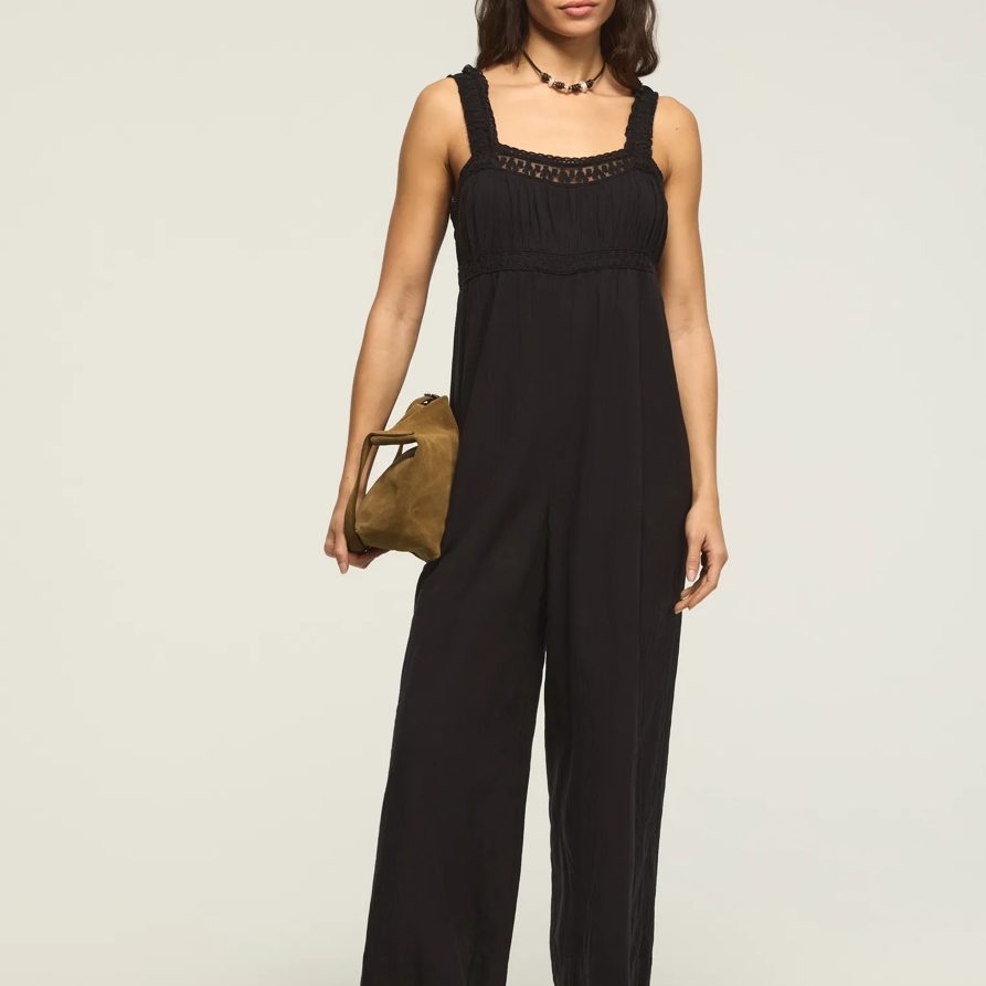 Lucky Brand Lace Jumpsuit - Women's Clothing Jumpsuits Overalls in Caviar, Size S
