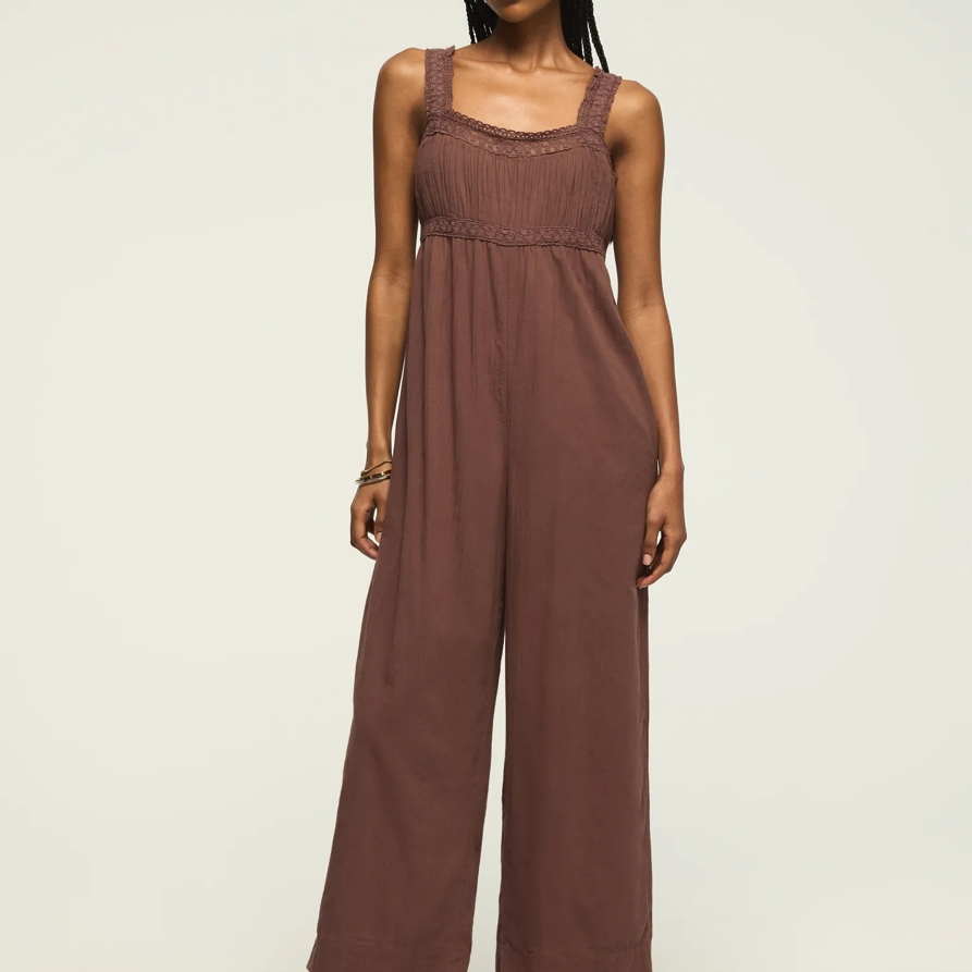 Lucky Brand Lace Jumpsuit - Women's Clothing Jumpsuits Overalls in Peppercorn, Size XL