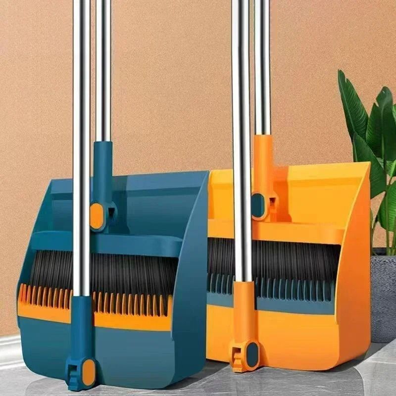 Integrated Broom And Dustpan Set Foldable Household Sweeping Kit blue